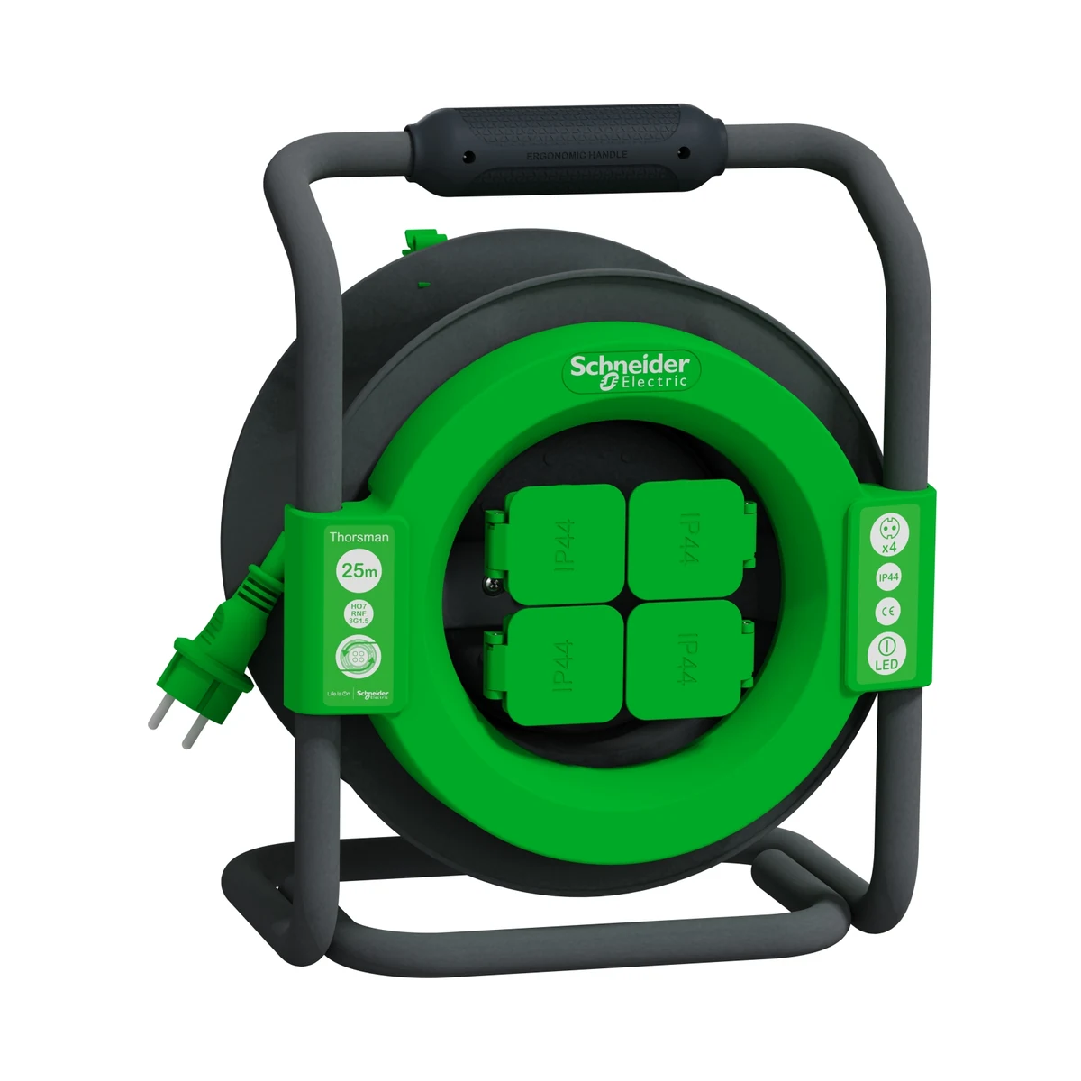 Schneider Electric IMT33147 Kablo Makarası Pro, IP44, IK08, HO7RNF 3G1.5 25mt kablolu, topraklı — üretici ürün görseli