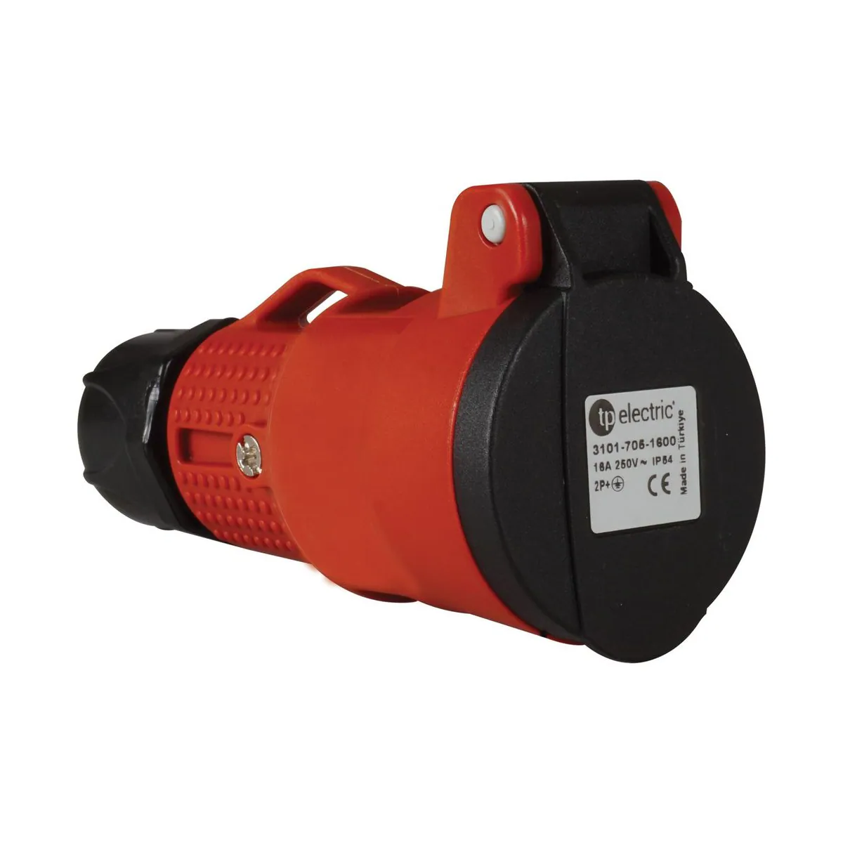 TP Elektrik 3101-705-1600 1x16A Polyamide - Extension Socket with Cable Gland, IP 54, Red