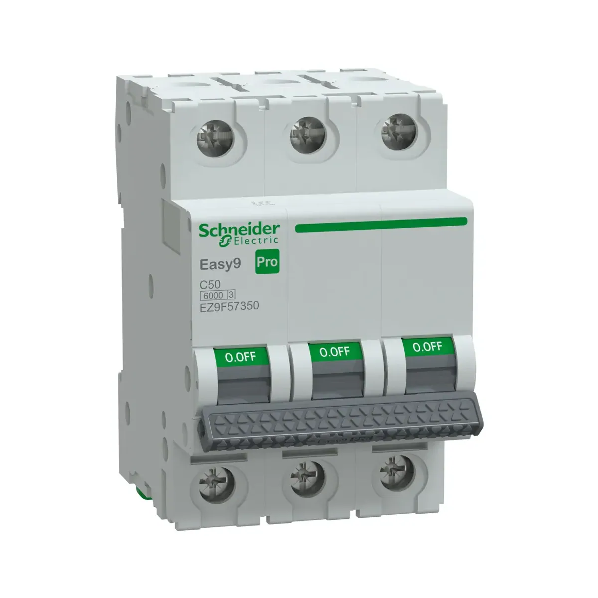 Schneider EZ9F57350 Miniature Circuit Breaker, Easy9Pro, 3 Pole, 50A,C Curve, 6kA