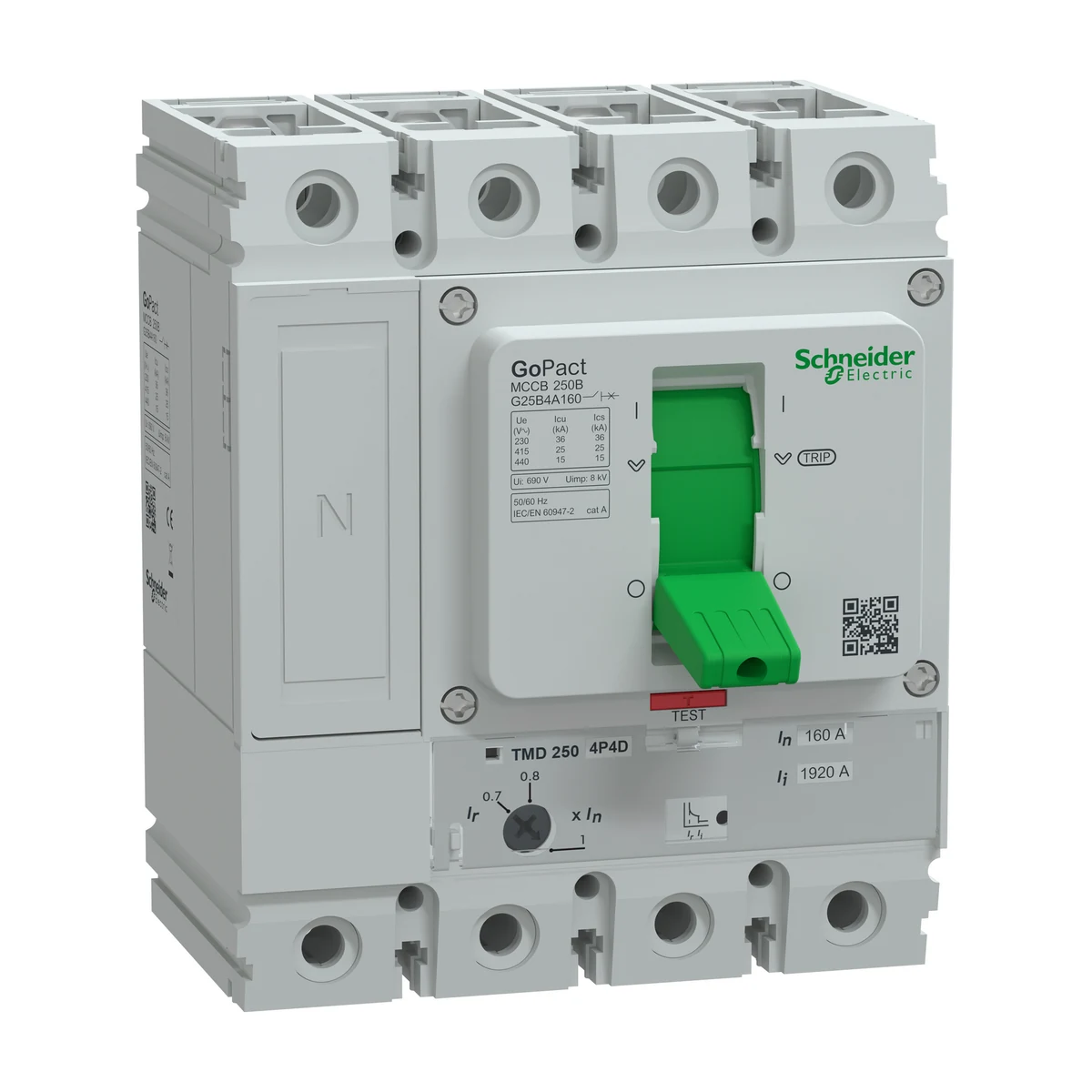 Schneider Electric G25B4A200 GOMCCB 250B 4P4D 200A Adjustable