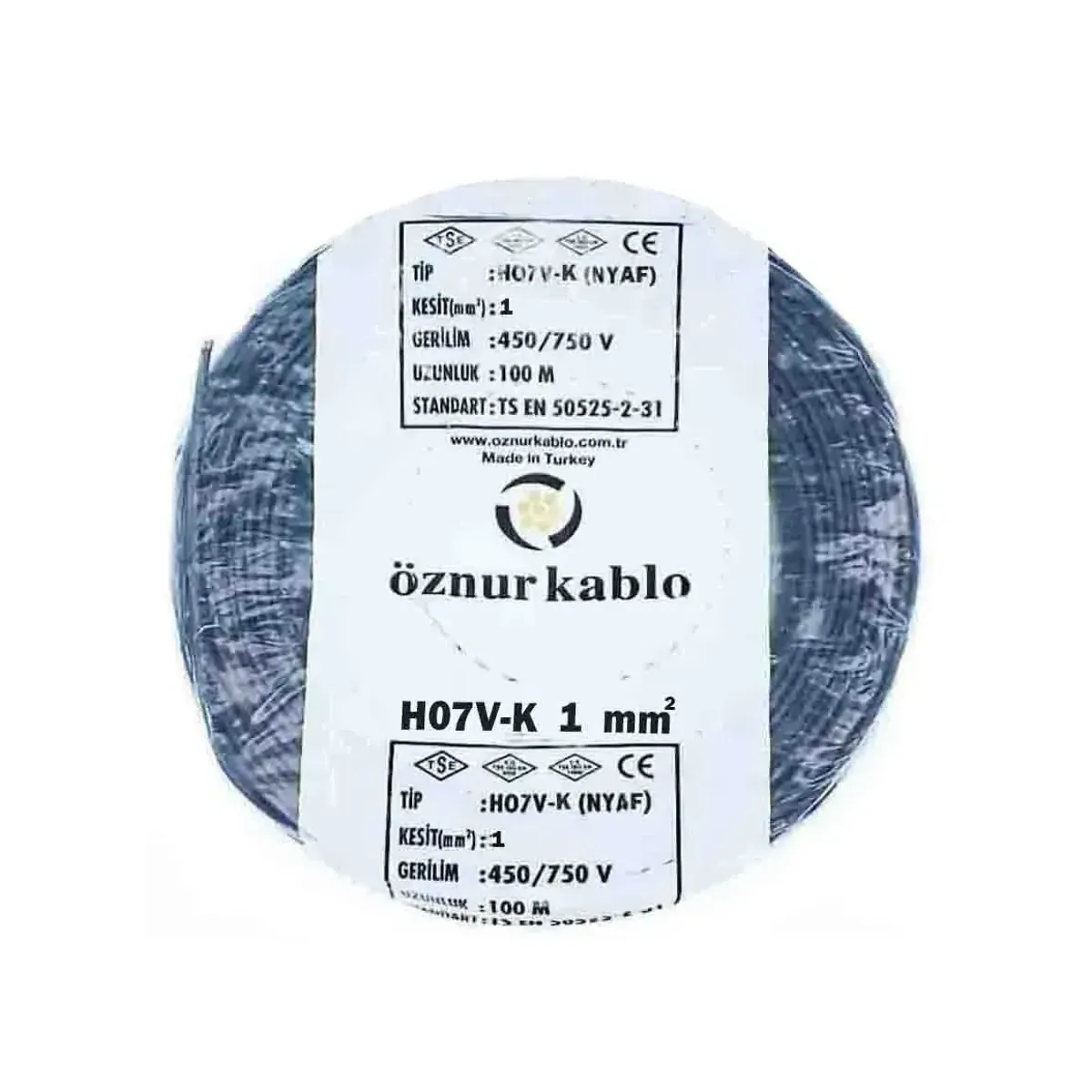 Öznur NYAF 1x1 mm2 H07V-K Siyah Kablo