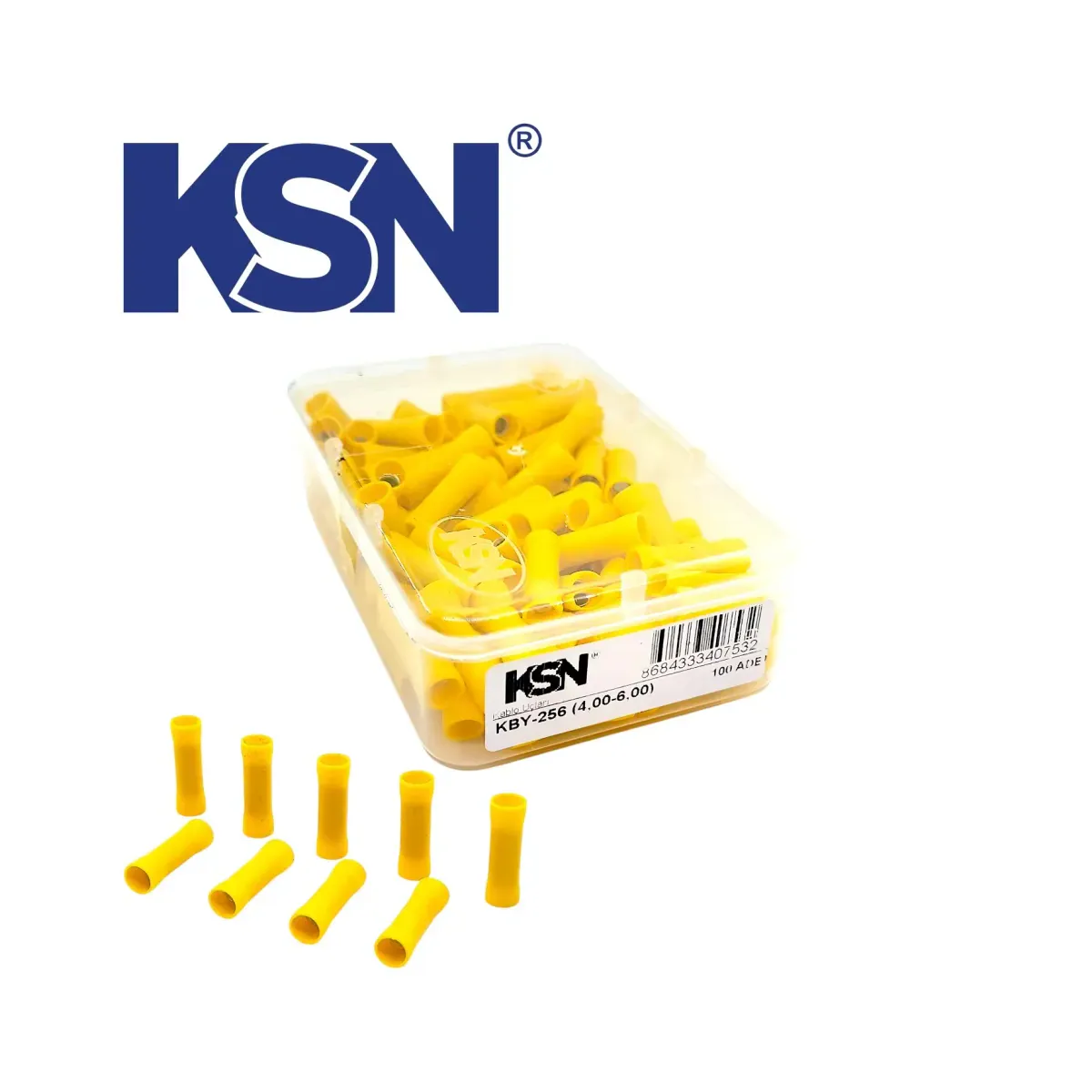4.00-6.00mm2 Insulated Yellow Splice Sleeve KBY-256 (100 pcs/Box)
