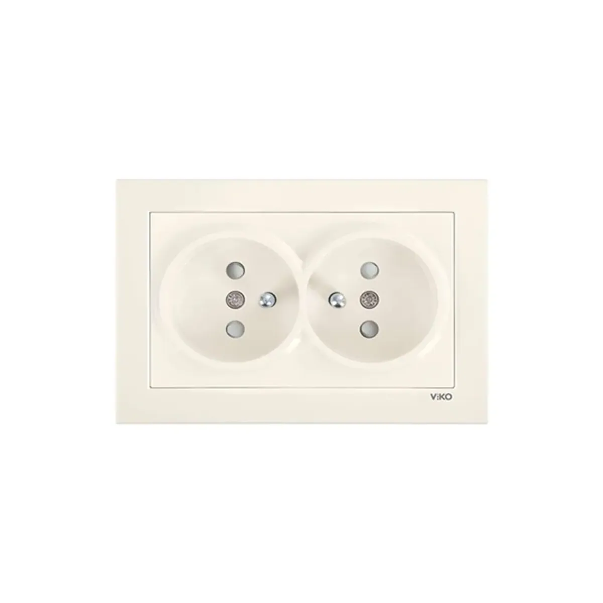 Viko Karre 55 Cream Double UPS Socket, Child-Protected