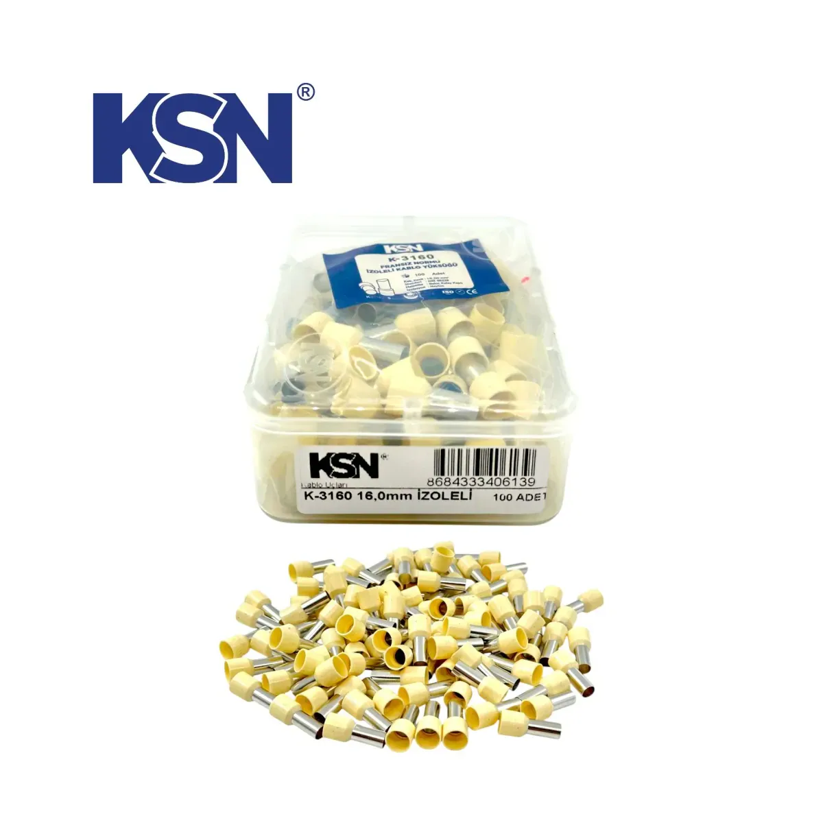 16.0 mm2 Insulated Beige Ferrule French Standard KSN-İY-0011 (100 pcs/Box)
