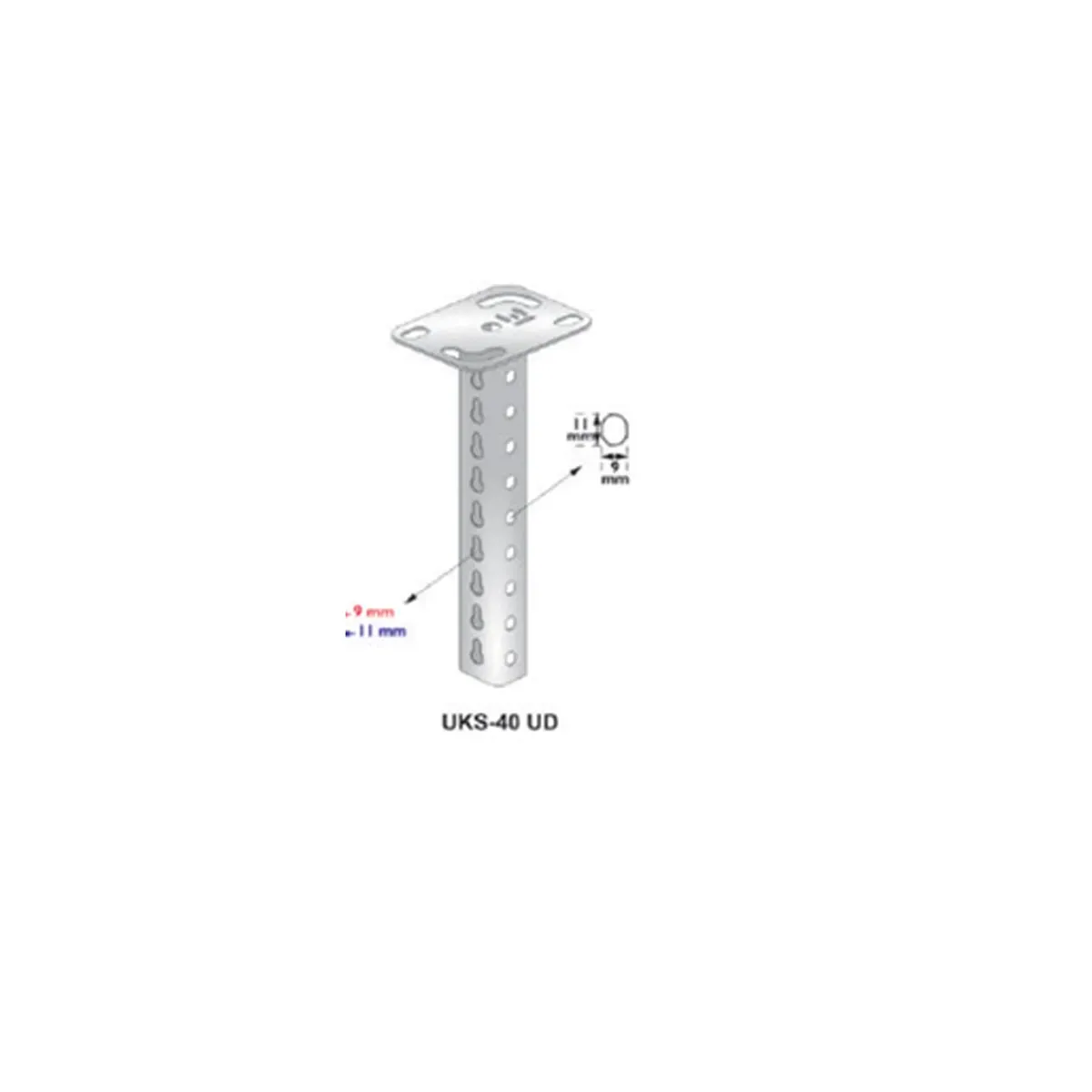UKS "U" Head Floor and Ceiling Support Profile 31x50x500x2.0mm Pre-Galvanized