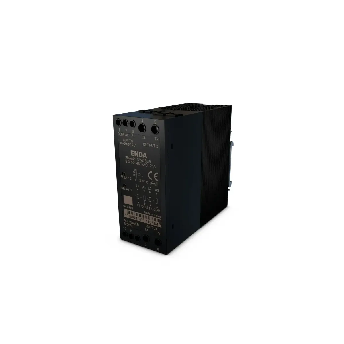 Enda ERAA2-440Z-F Zero-Crossing DIN Rail Mount Monofaze,2 x Solid State Relay