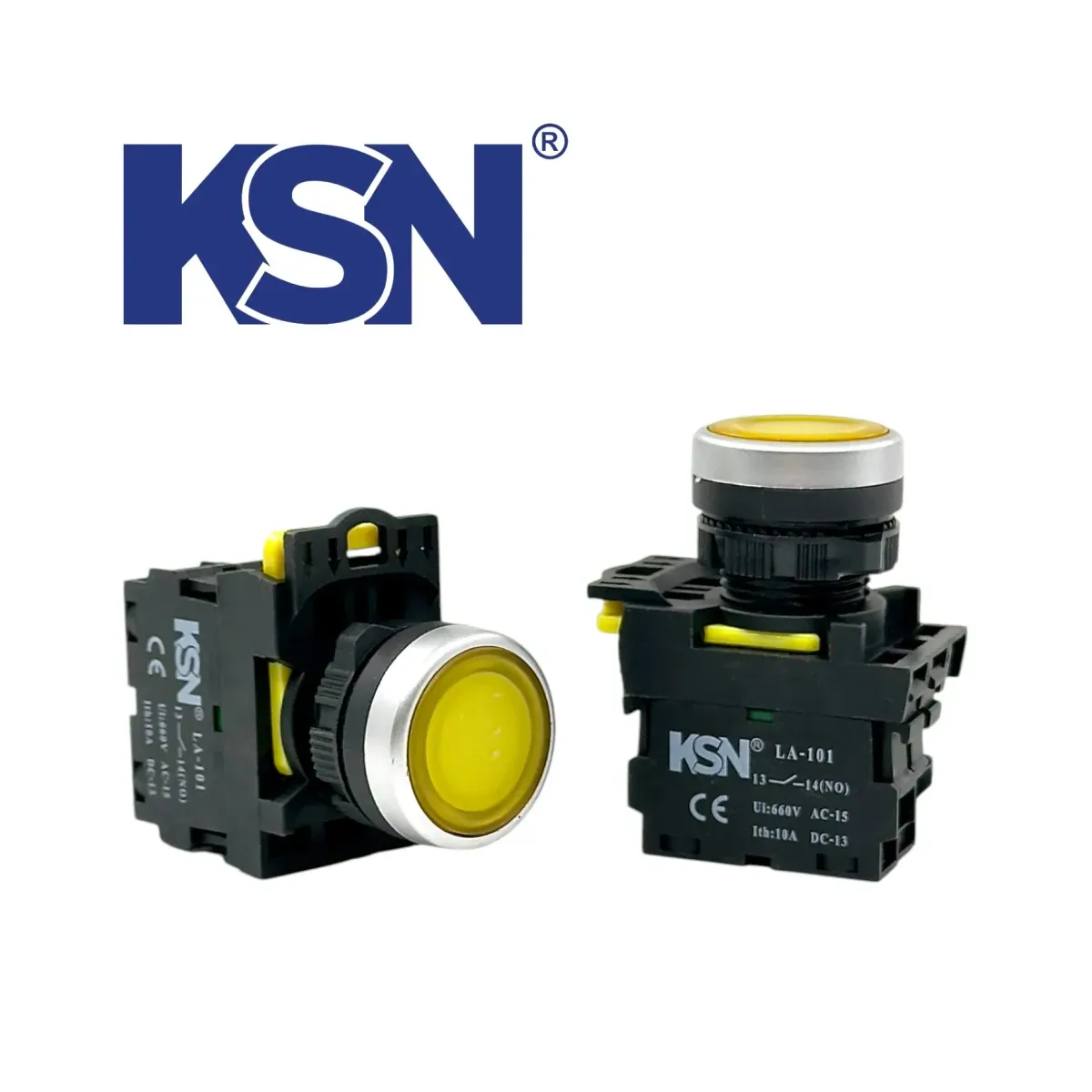 KSN KN-55-01D-110 Işıklı Yaylı Buton Ø22 mm 110V AC/DC Kırmızı 1NC — temsili görsel