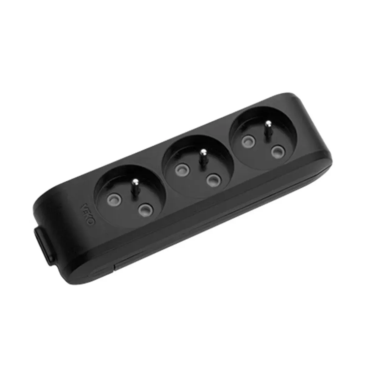 Viko Black Three-Socket UPS Grounded Power Strip, with Terminal Block, without Cable