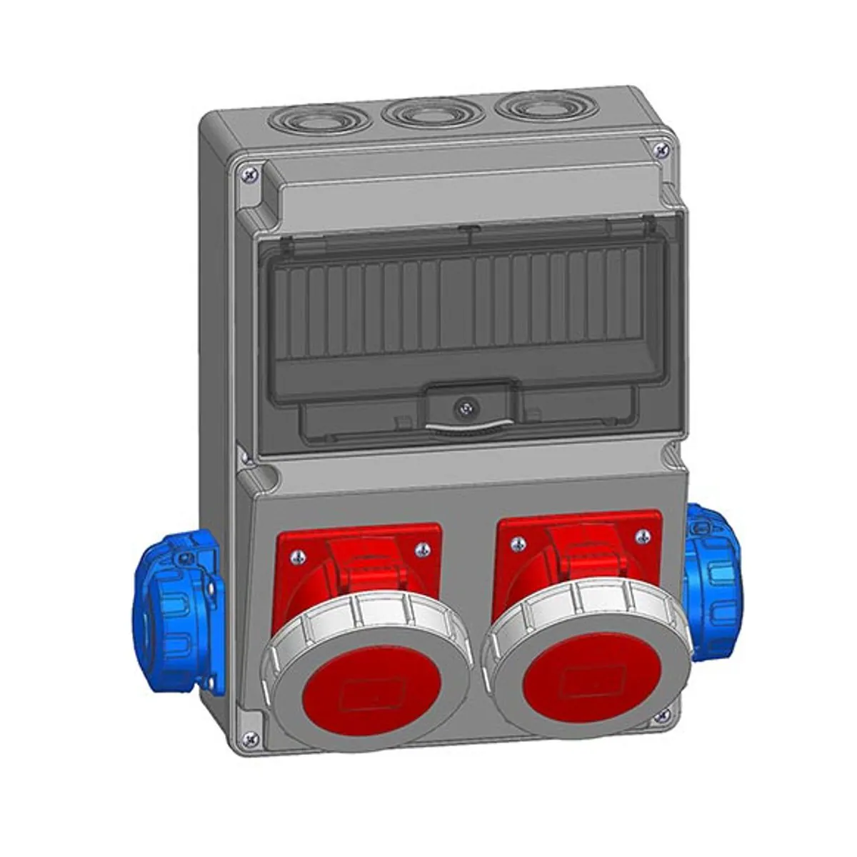 Mete Enerji 7003505CB506 2 adet 5x32A IP67 Eğik Makine Prizi Önde + 2 adet 1x16A IP66/68 Pano Prizi Yanda