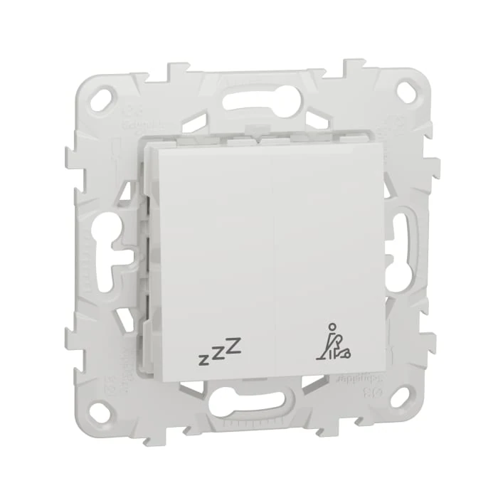 Schneider Electric NU521718 Yeni Unica, Otel Odası İç Ünite DND/MUR Anahtarı 2 modül, Beyaz