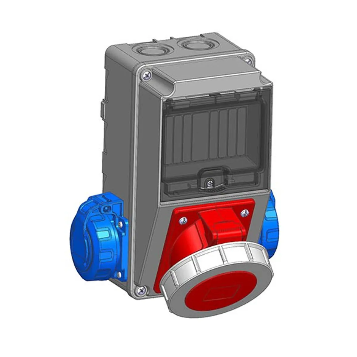 Mete Enerji 7002505CB506 1 pcs 5x32A IP67 Angled Machine Socket on Front + 2 pcs 1x16A IP66/68 Panel Socket on Side
