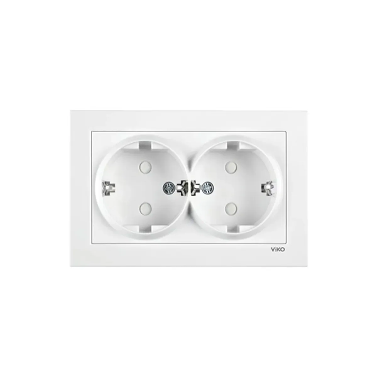 Viko Karre 55 White Double Grounded Socket, Child-Protected