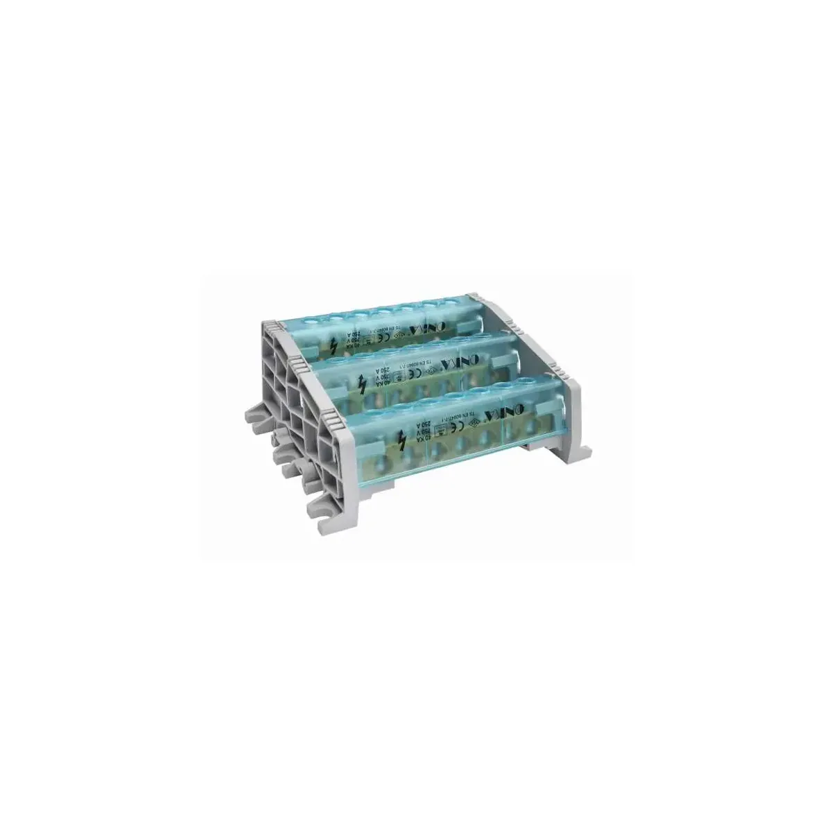 Onka 22-Hole 3-Pole Distribution Block with Cover 250A 15X10mm LOW PROFILE