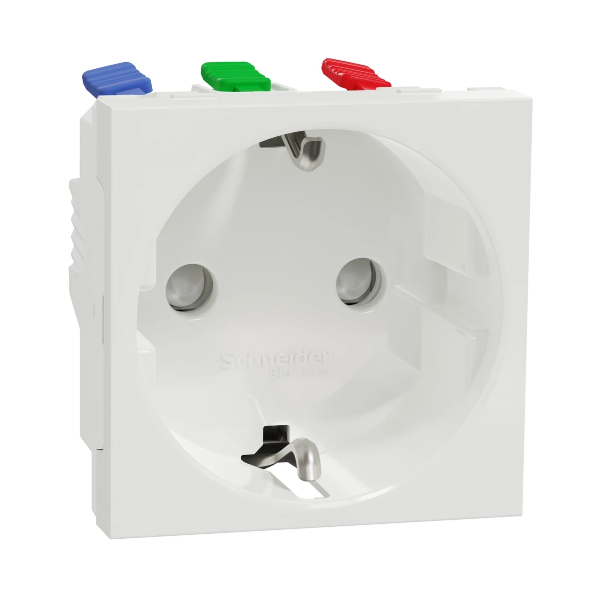 Schneider Electric NU305718 Yeni Unica, Çocuk Korumalı Topraklı Priz Hızlı Bağlantı 2 modül, Beyaz — üretici ürün görseli
