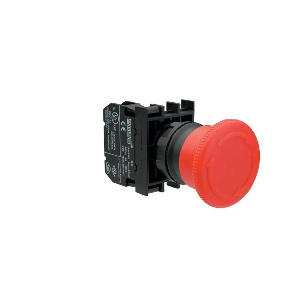 Emas B Series Plastic Emergency Stop Twist-Release Type Head 40mm Push Button 1NC Red 22mm IP50