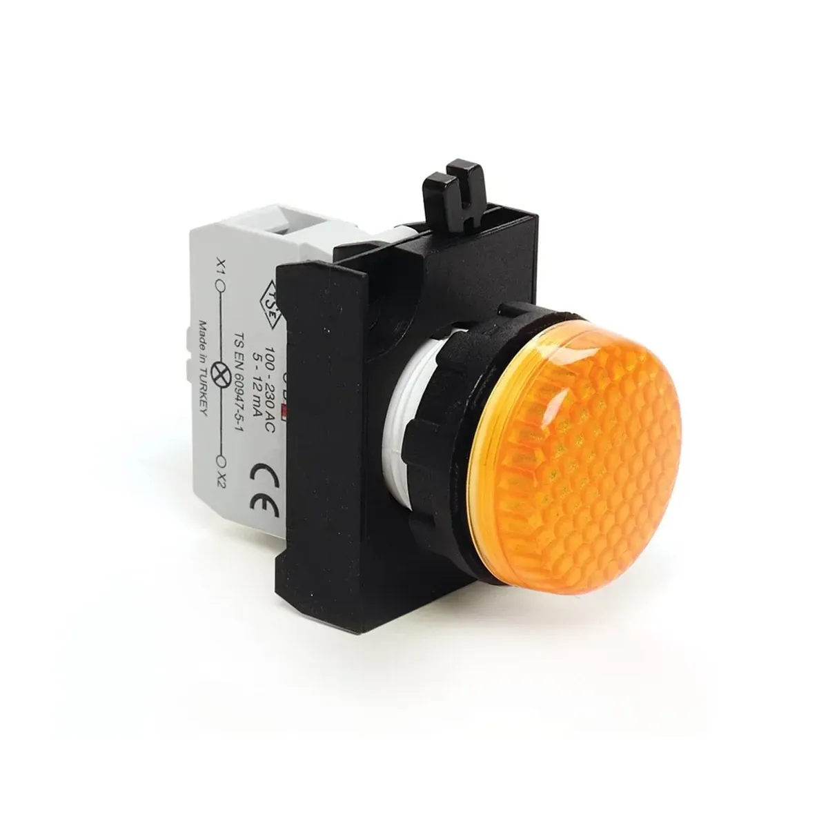 Emas CP Serisi Plastik Kontak Bloklu LED Sarı 100-230V AC 22mm Sinyal Lambası IP50