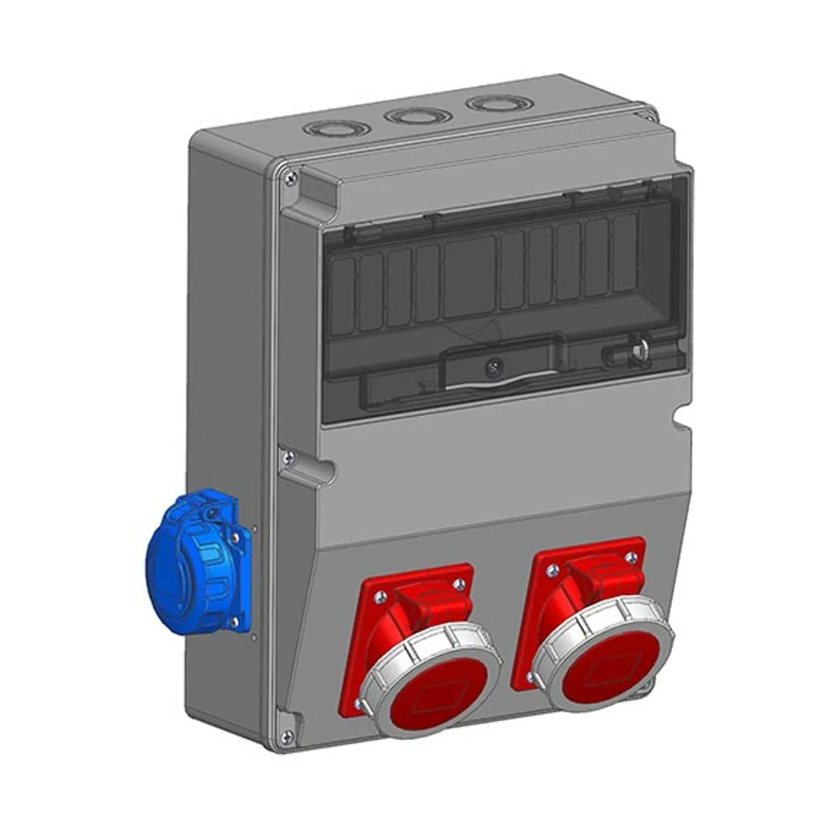 Mete Enerji 7006505CB502 2 pcs 4x16A IP67 Angled Machine Socket on Front + 2 pcs 1x16A IP66/68 Panel Socket on Side