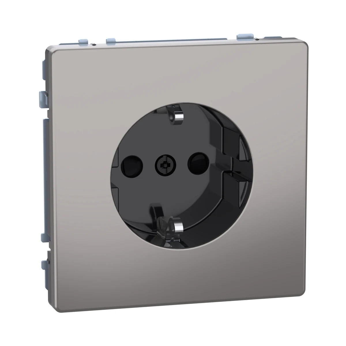 Schneider Electric MEG2300-6050 Merten System-D, Child-Safe Grounded Socket, Quick Connection, Nickel Metallic