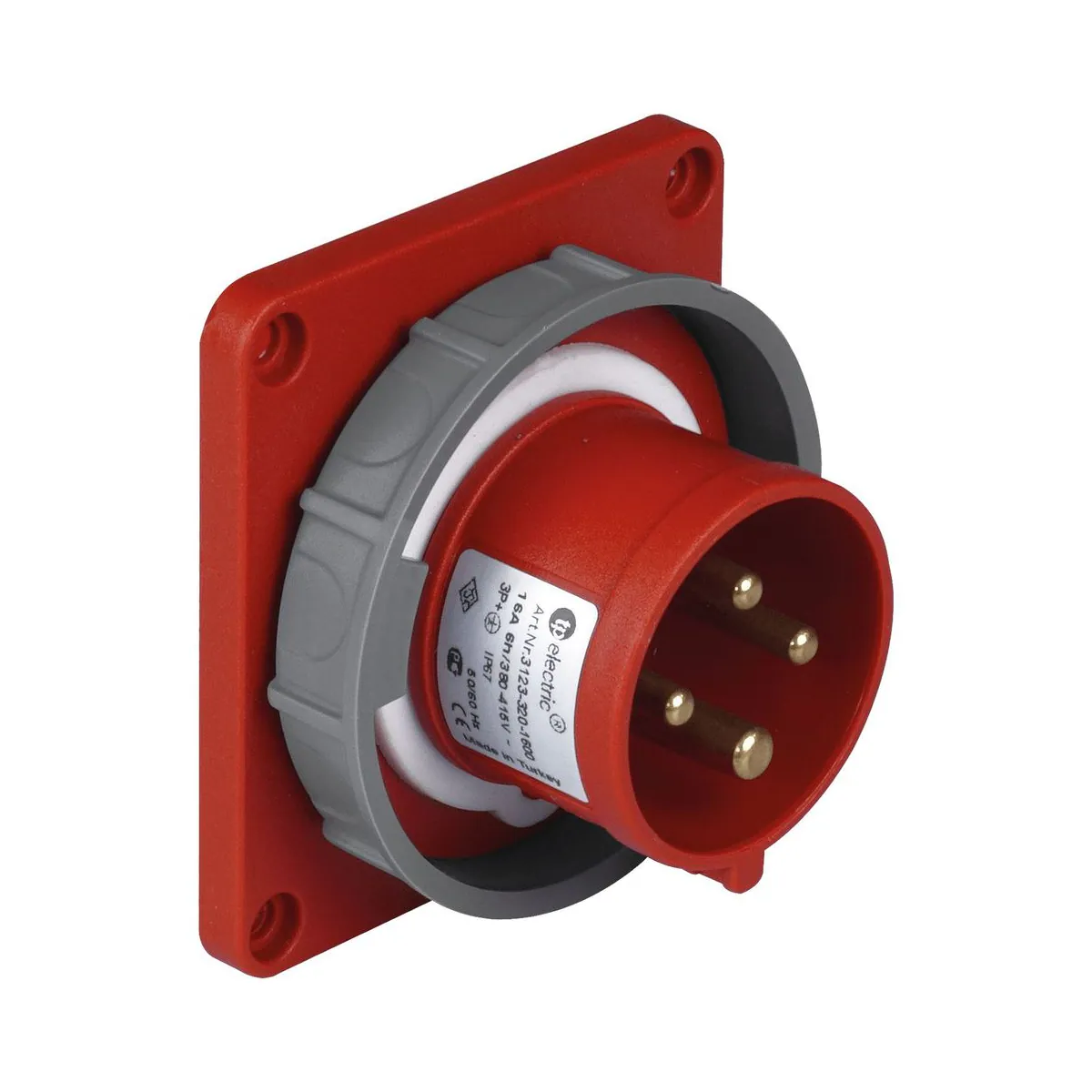 TP Elektrik 3027-320-1600 CEE 4x32A Machine Plug (straight) (83x90), IP 67, 6h