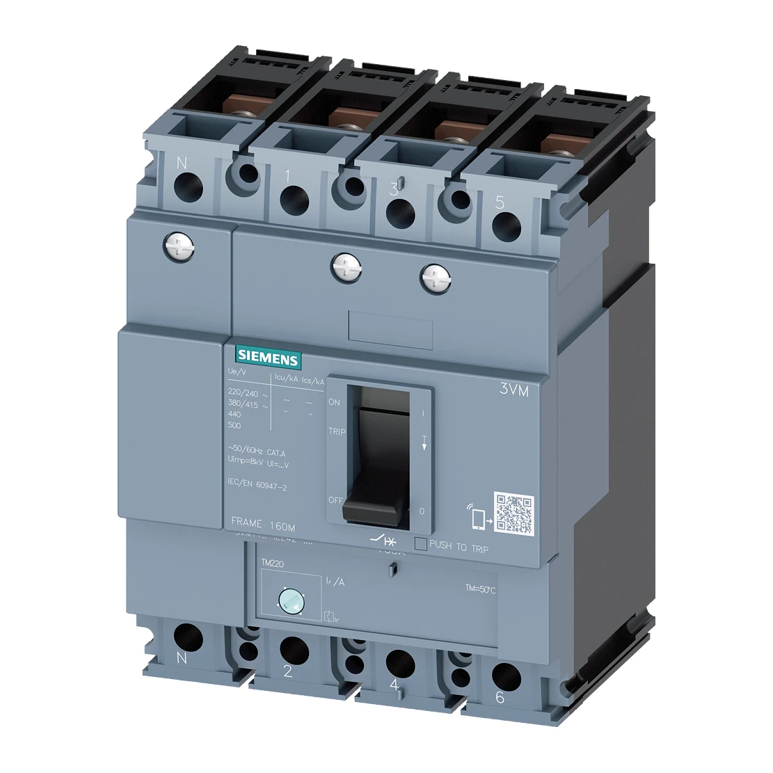 Siemens 3VM1116-4EE42-0AA0 Molded Case Circuit Breaker 160 A 112 ... 160 A 4-Pole 36 kA