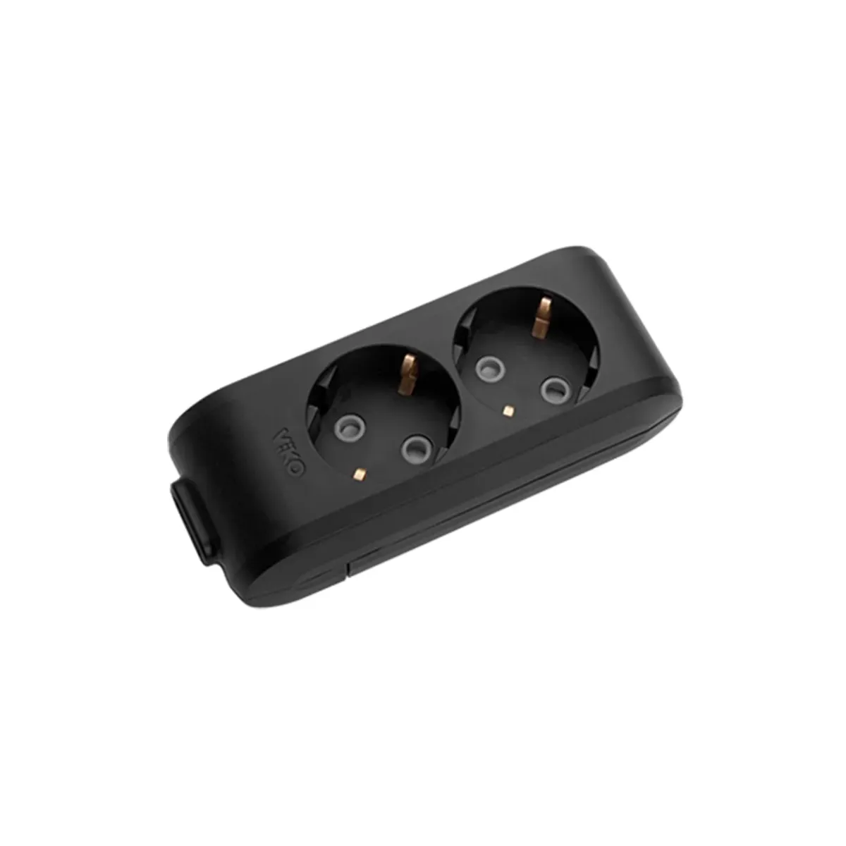 Viko Black Two-Socket Grounded Power Strip, without Cable