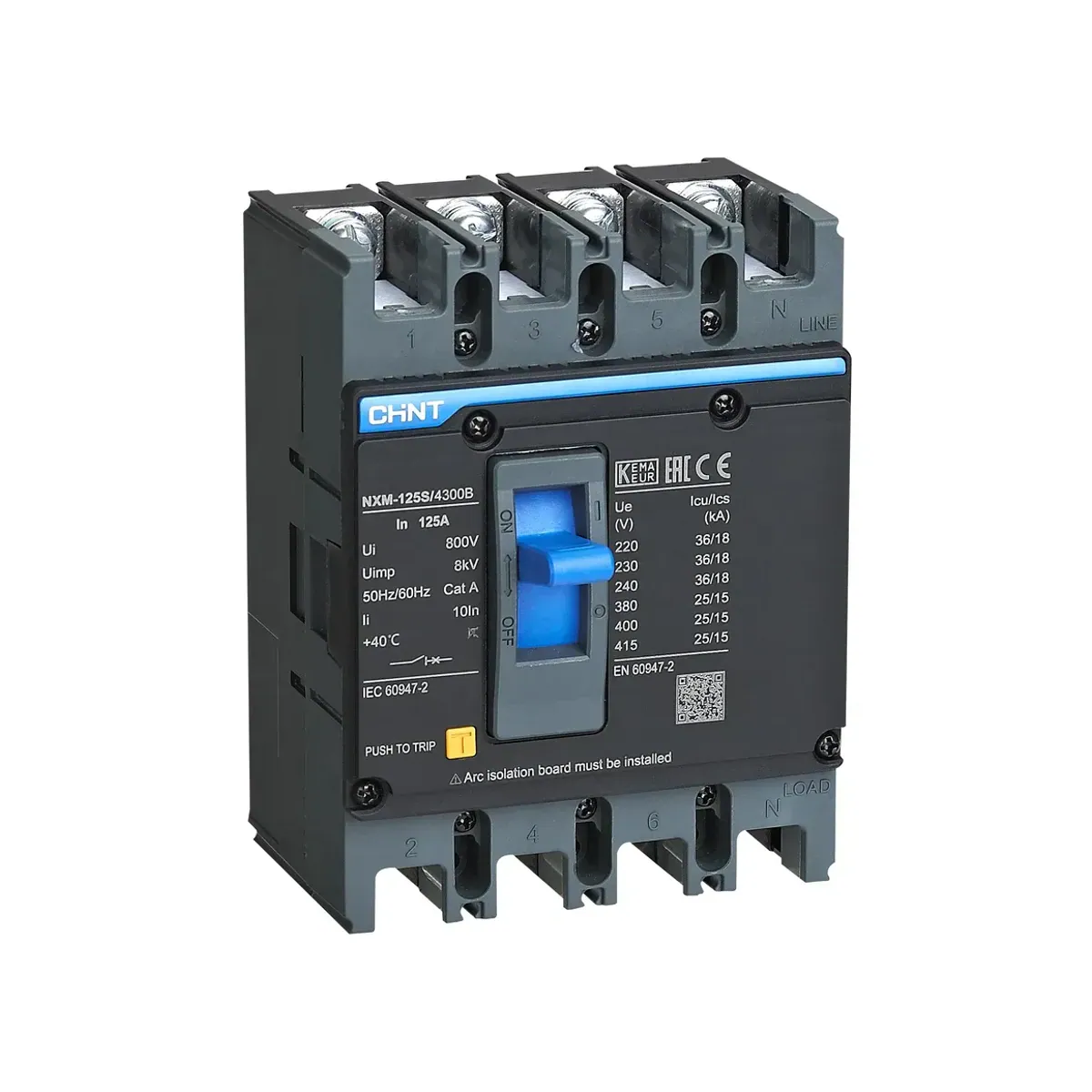 Chint NXM Series 4-Pole 80A Fixed Thermal-Magnetic 25kA Molded Case Circuit Breaker NXM-125S/4300B