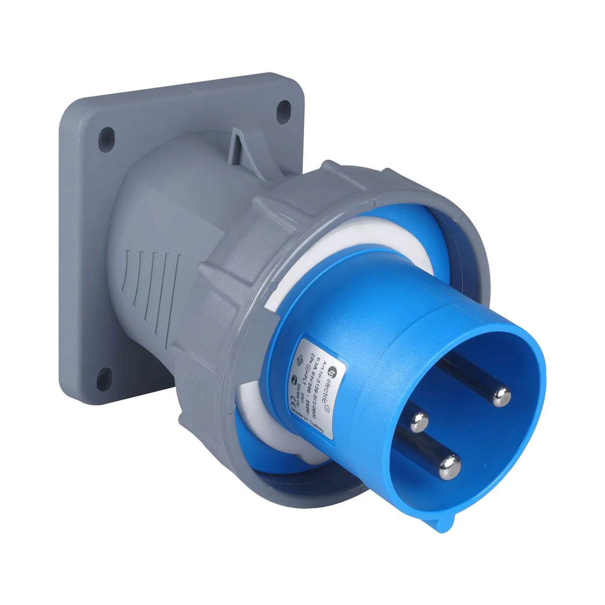 TP Elektrik 3129-318-0900 CEE 3x63A Makine Fişi (eğik) (100x107), IP 67, 6h