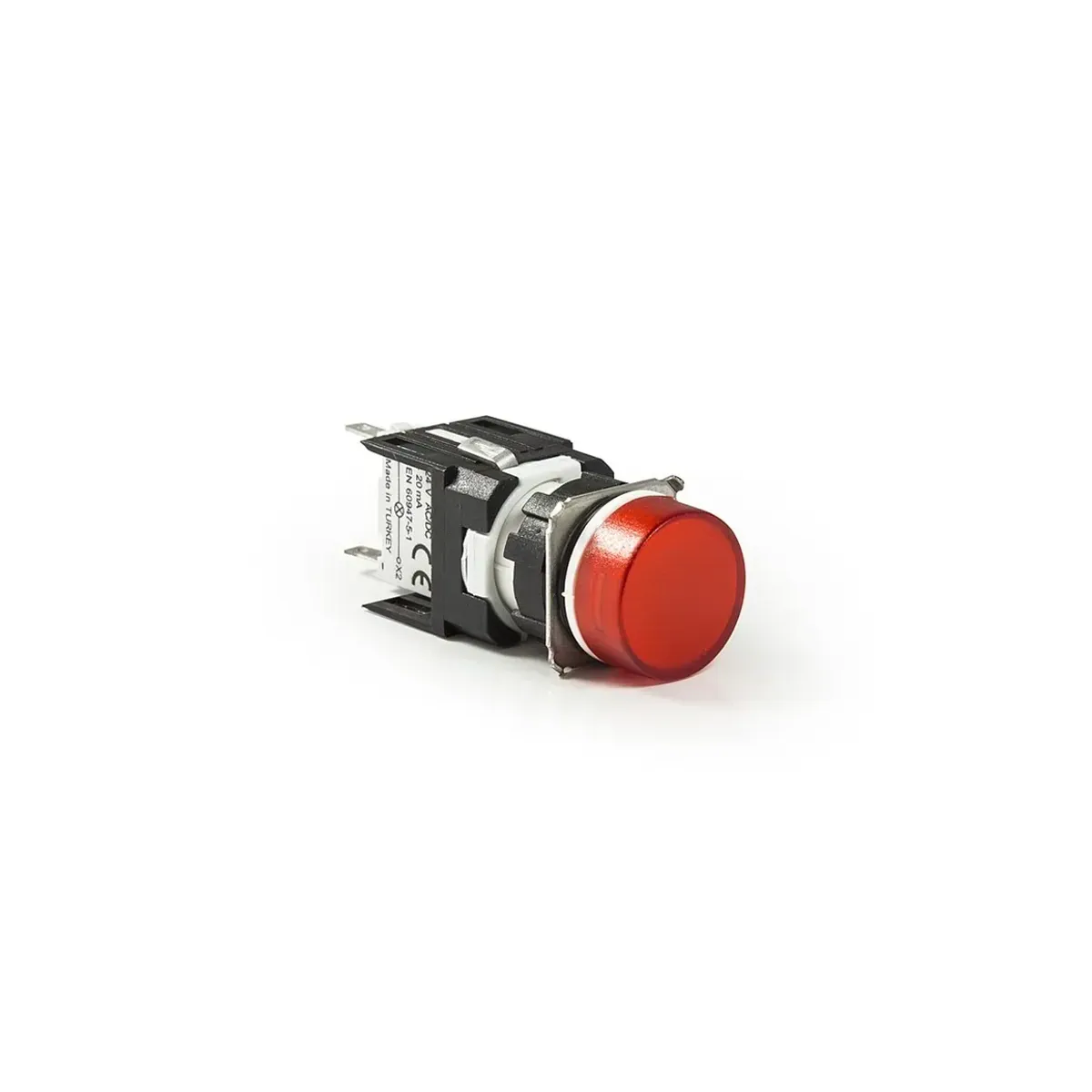 Emas D Series Plastic LED Round 12-24V AC/DC with Adapter Red 16mm Pilot Light IP50