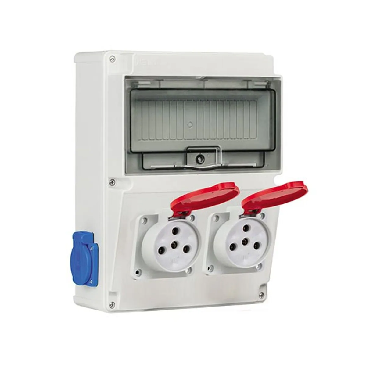 Mete Enerji 70035050B012 2 pcs 3x25A IP44 Rubber Machine Socket on Front + 2 pcs 1x16A IP44 Panel Socket on Side
