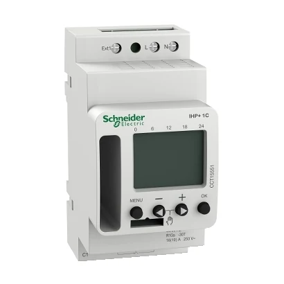 Schneider Electric CCT15551 IHP+ digital time switches 7 day/24 h, 1 contact, 45mm, 6 years of reserve