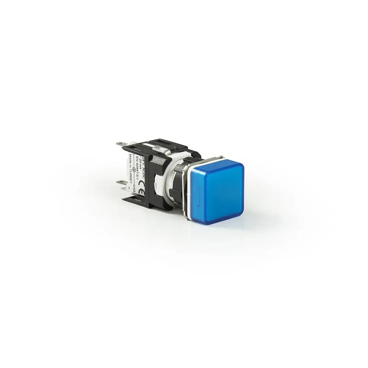 Emas D Series Plastic LED Square 12-24V AC/DC with Adapter Blue 16mm Pilot Light IP50