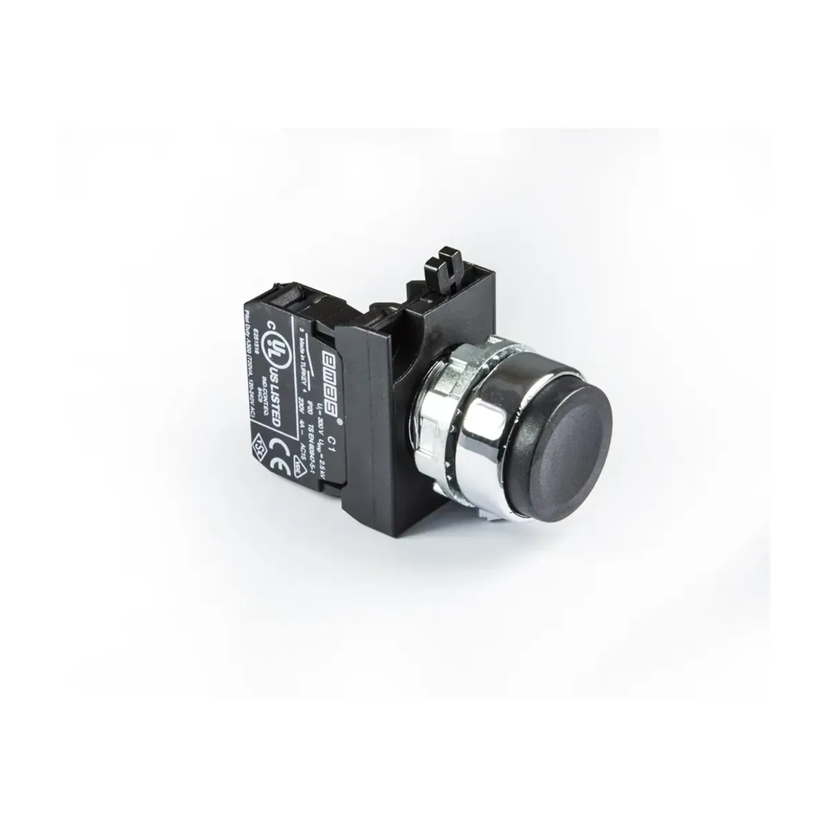 Emas CM Serisi Metal Yaylı Çıkık Tip Siyah Buton 1NO 22mm IP65