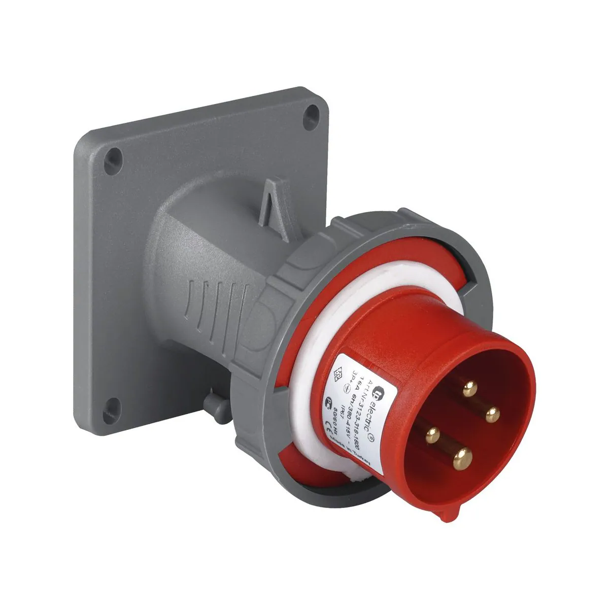 TP Elektrik 3023-318-1600 CEE 4x16A Makine Fişi (eğik) (85x85), IP 67, 6h