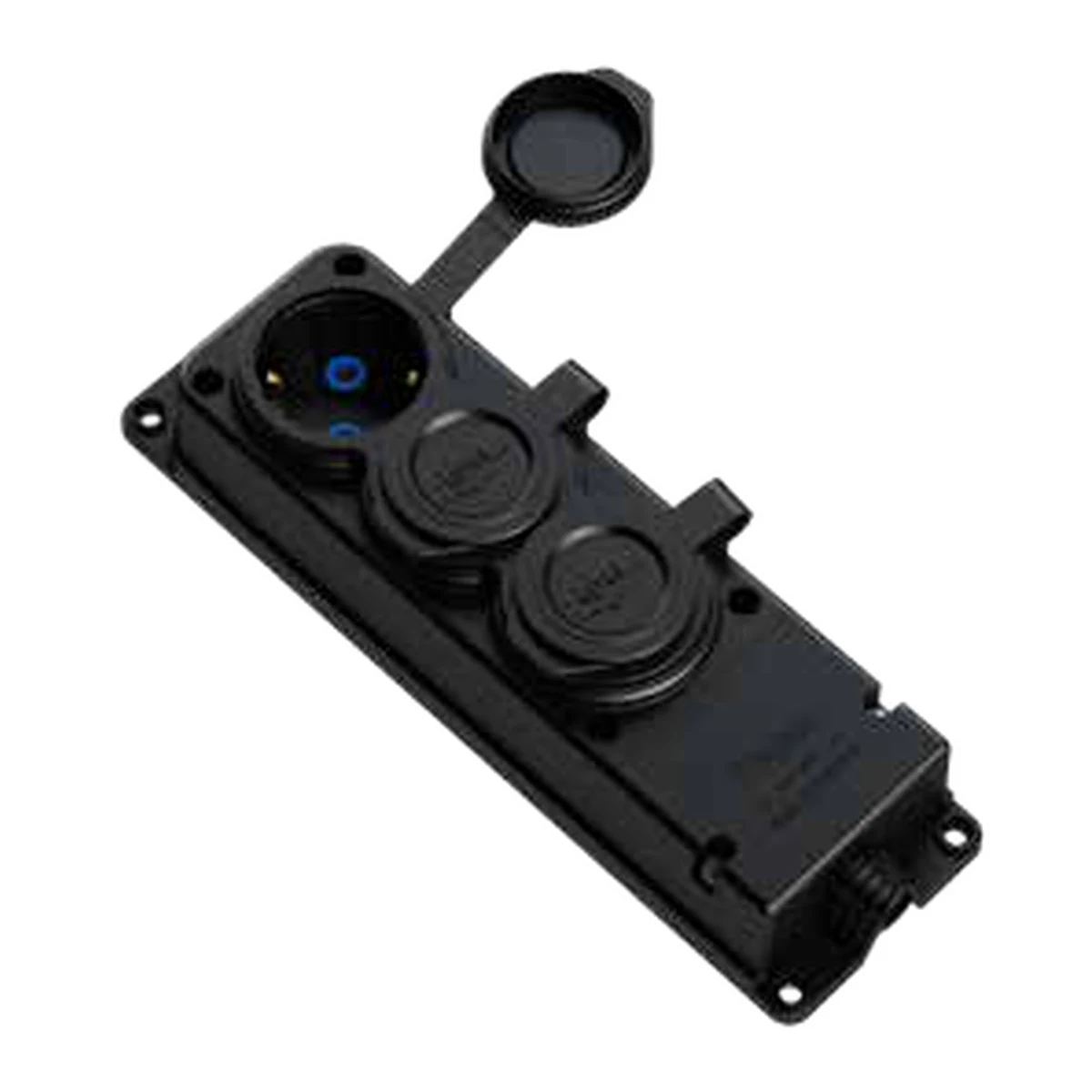 Bylion 950-004-0003 3KMP-F Single-Phase Triple Group Socket 16 A 3 Socket Type F (Schuko) IP44 Black