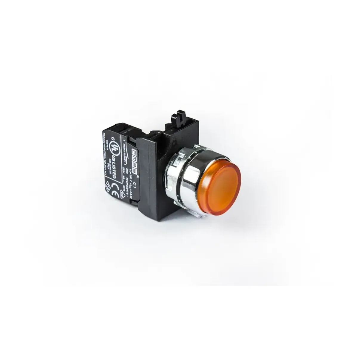 Emas CM Serisi Metal Yaylı Çıkık Tip Sarı Buton 1NO 22mm IP65
