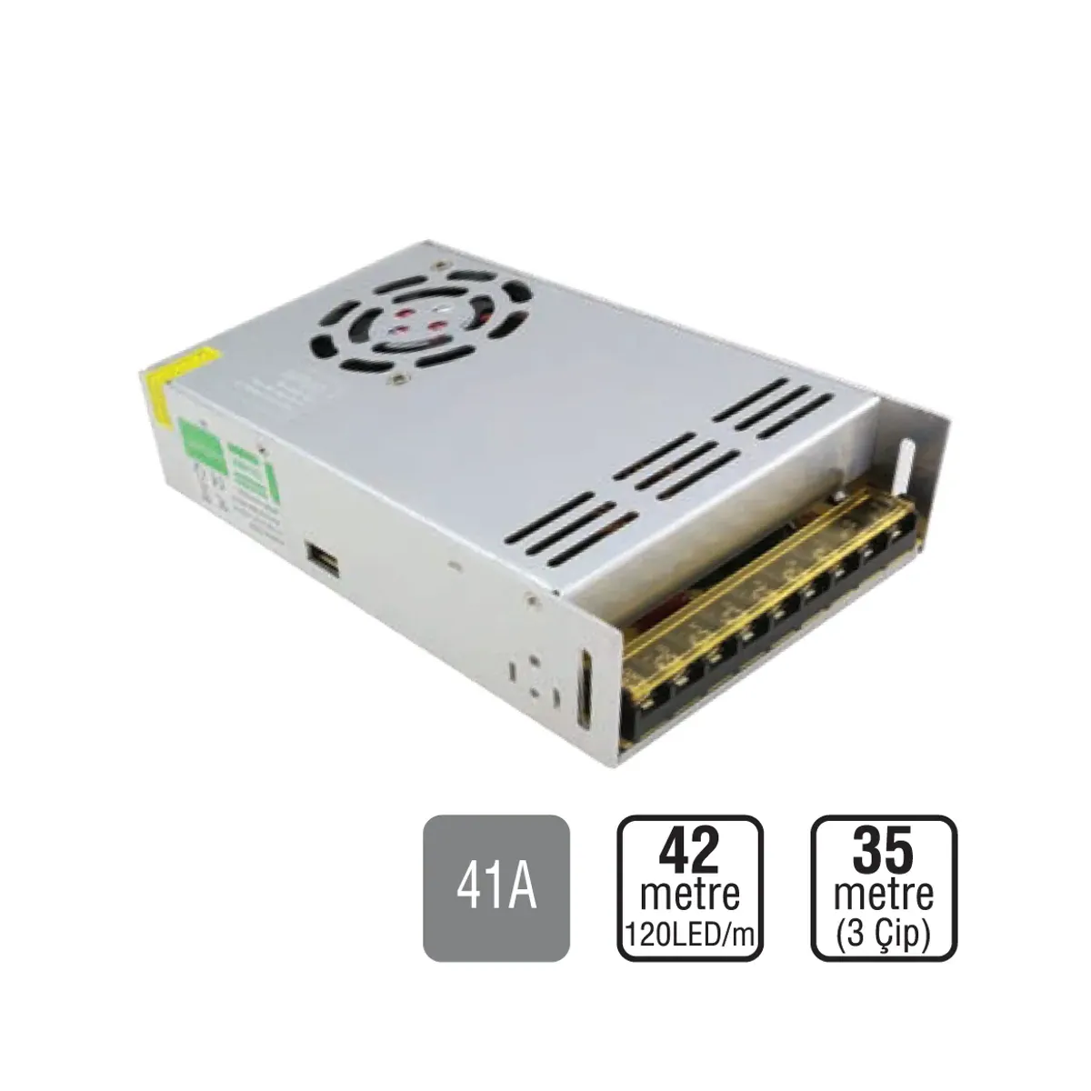 500W 41A Slim Strip LED Transformer (42 m/120LED) - (35 m/3çipli)
