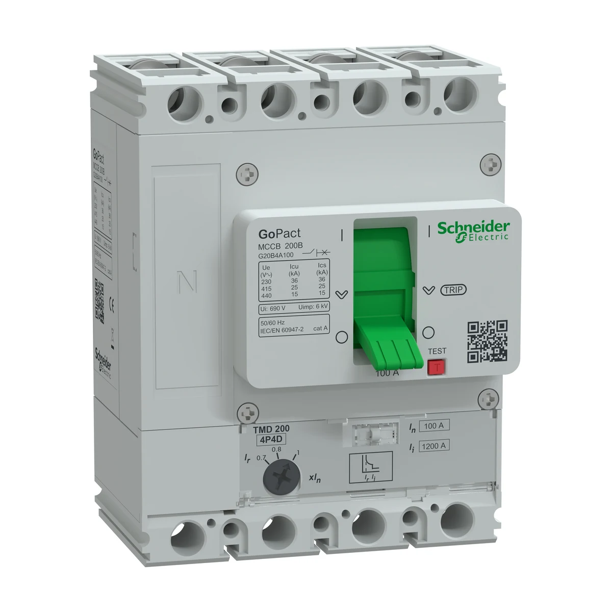 Schneider Electric G20B4A100 GOMCCB 200B 4P4D 100A Adjustable