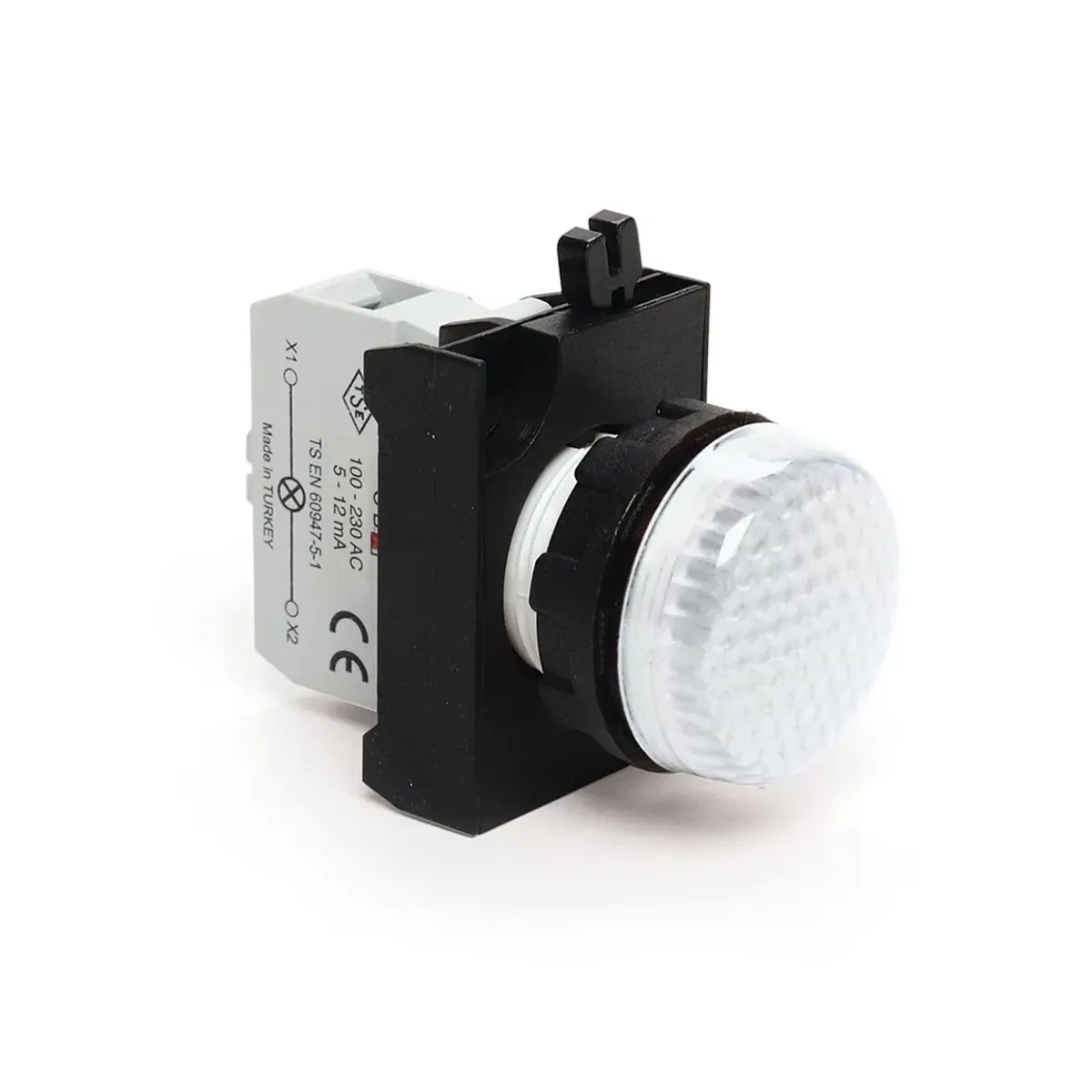 Emas CP Serisi Plastik Kontak Bloklu LED Beyaz 100-230V AC 22mm Sinyal Lambası IP50