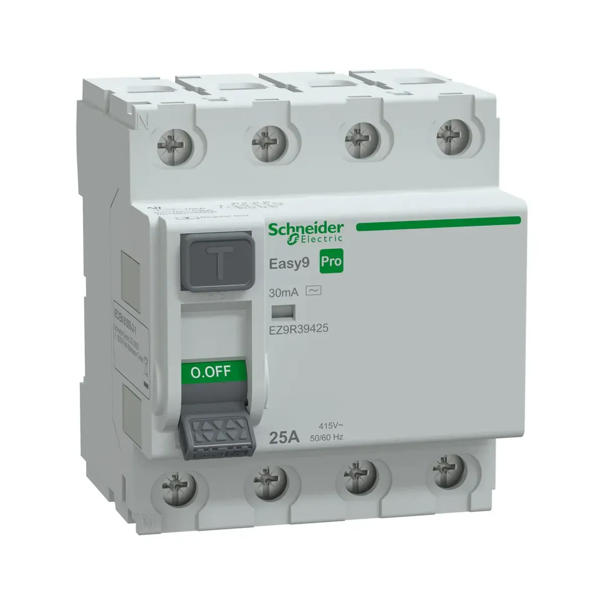 Schneider EZ9R39425 Easy9 Residual Current Device 4 Pole 25A 30mA AC Type 415V