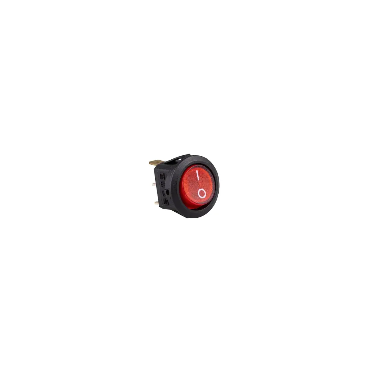 Emas A71 Series 20mm Black Housing 1NO Illuminated Terminal (0-I) Printed Red Switch