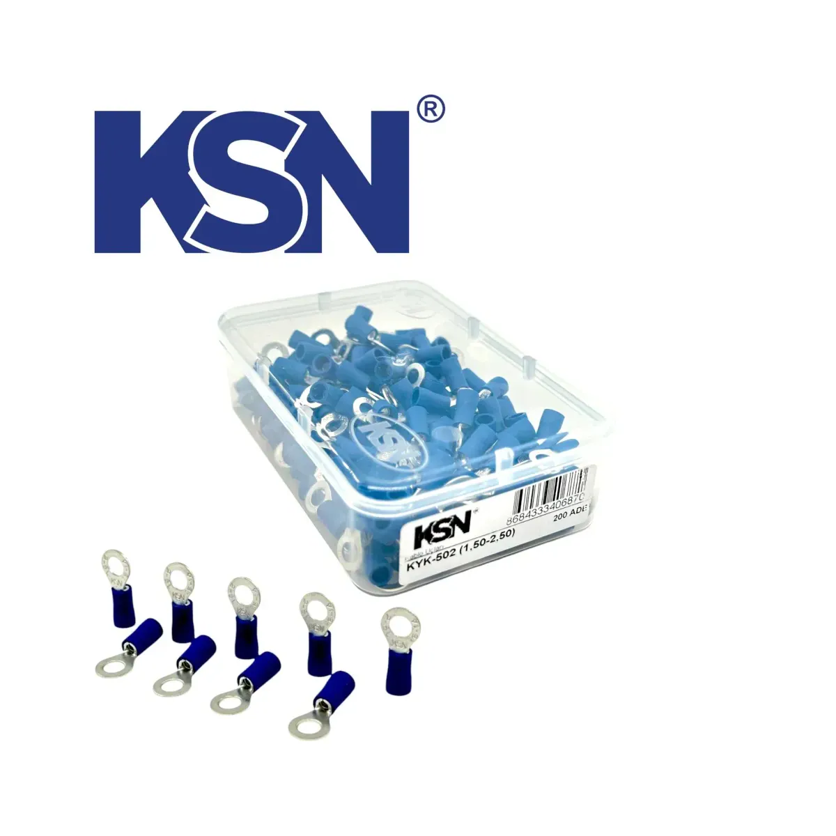 1.50-2.50mm2 Insulated Ring Type Blue Cable Terminal KYK-502 (200 pcs/Box)