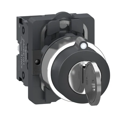 Schneider Electric XA2AG33 Key Selector Switch, 3 Positions, Key Removable from Center, 2NO