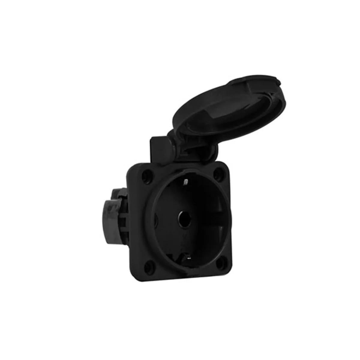 Mete Enerji 404030SB04 1x16A Panel Socket Bottom Side Entry Gasketed Cover Black
