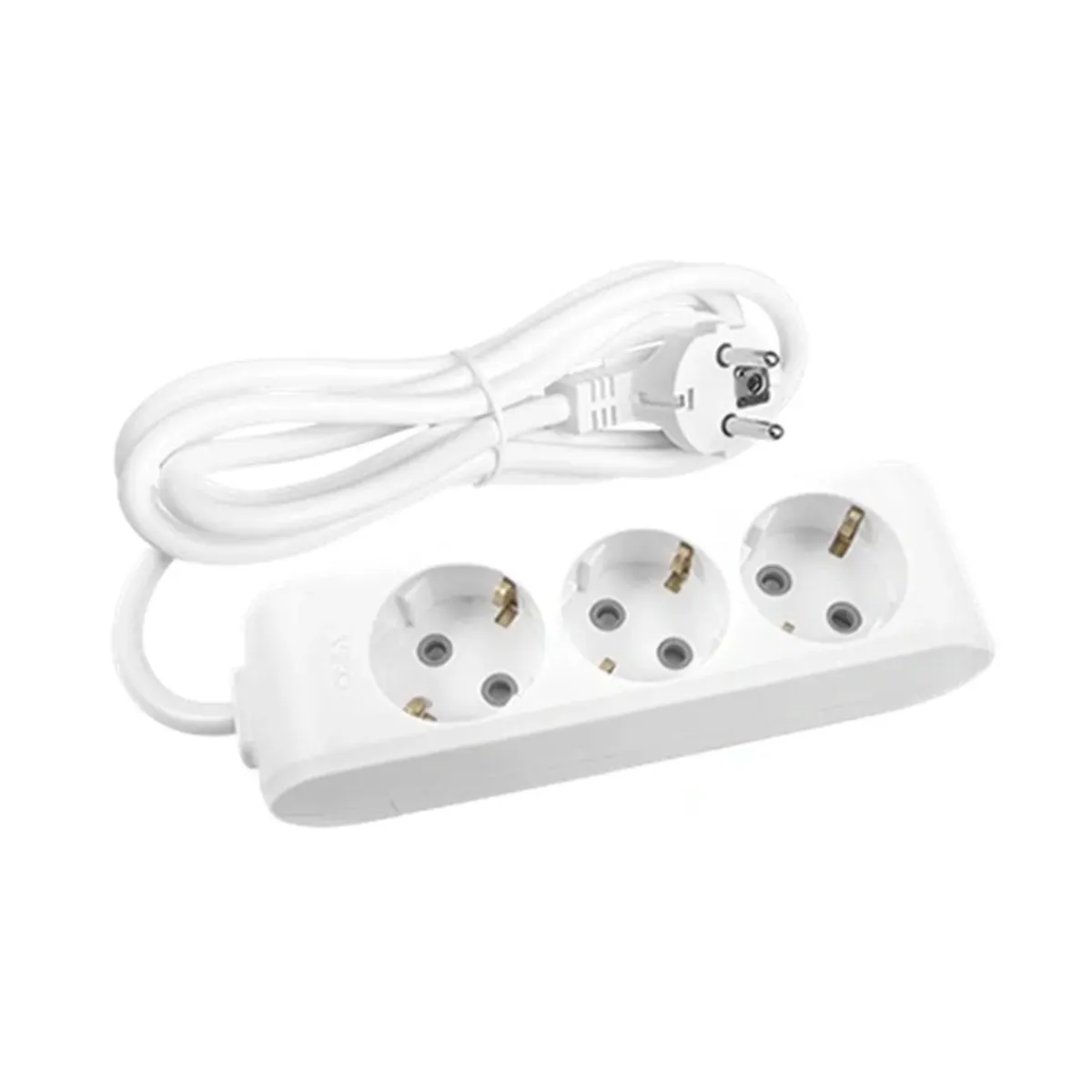 Viko White Three-Outlet Grounded Power Strip with Cable, Child-Protected - 2 Meters