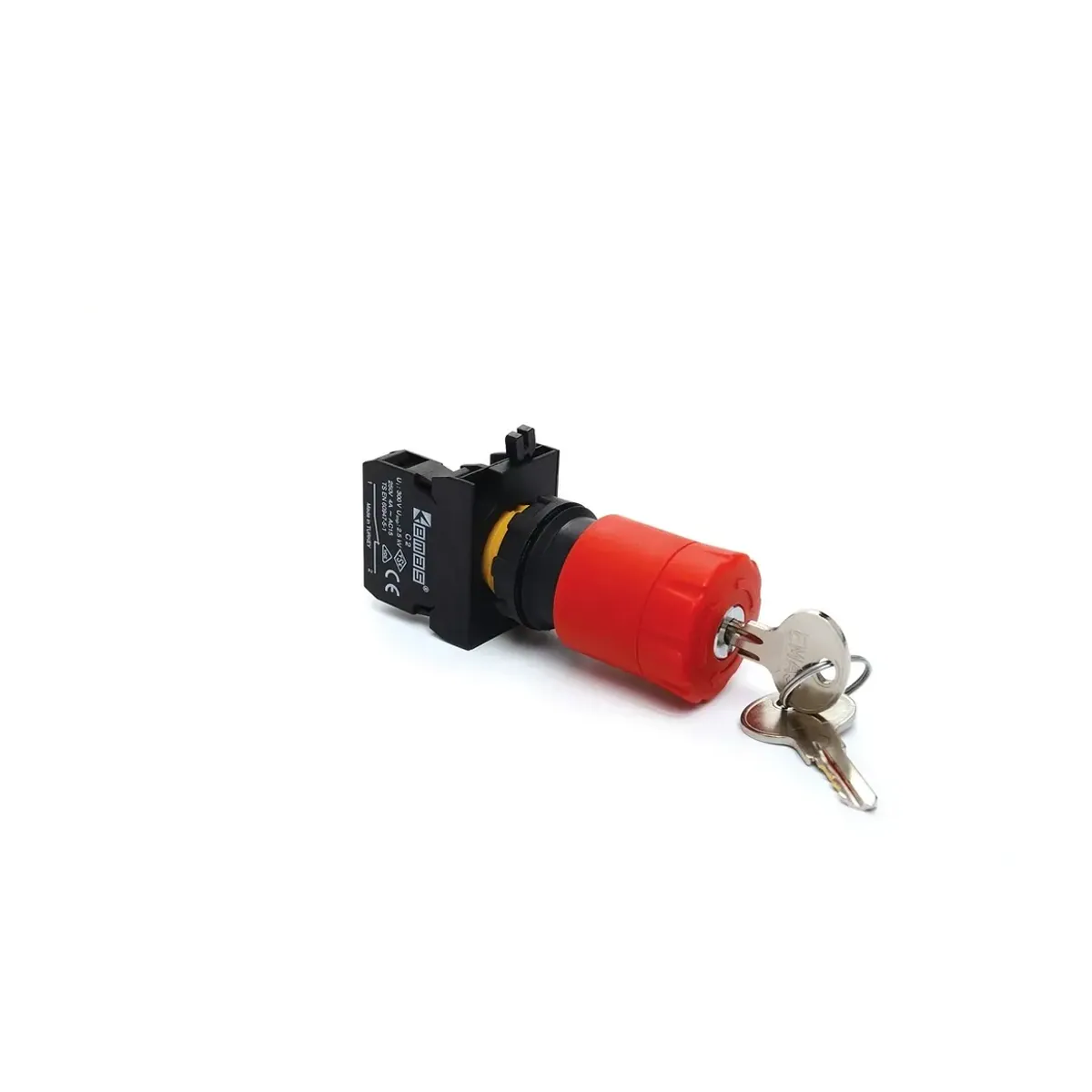 Emas CP Serisi Plastik Acil Stop Anahtarlı Tip Kafa 30mm Buton 1NC Kırmızı 22mm IP65