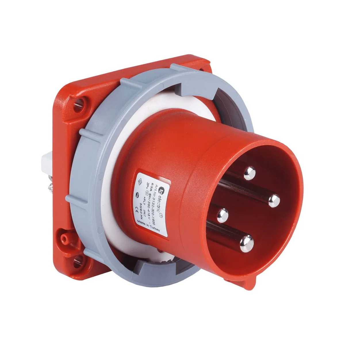 TP Elektrik 3132-320-1600 CEE 4x63A Machine Plug (straight) (100x100), IP 67, 6h