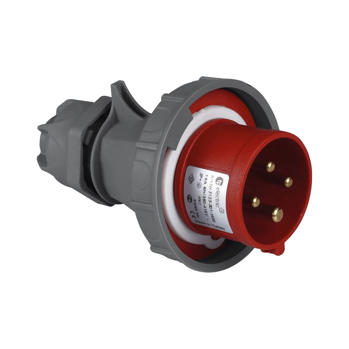 TP Elektrik 3123-301-1600 CEE 4x16A Düz Fiş, IP 67, 6h