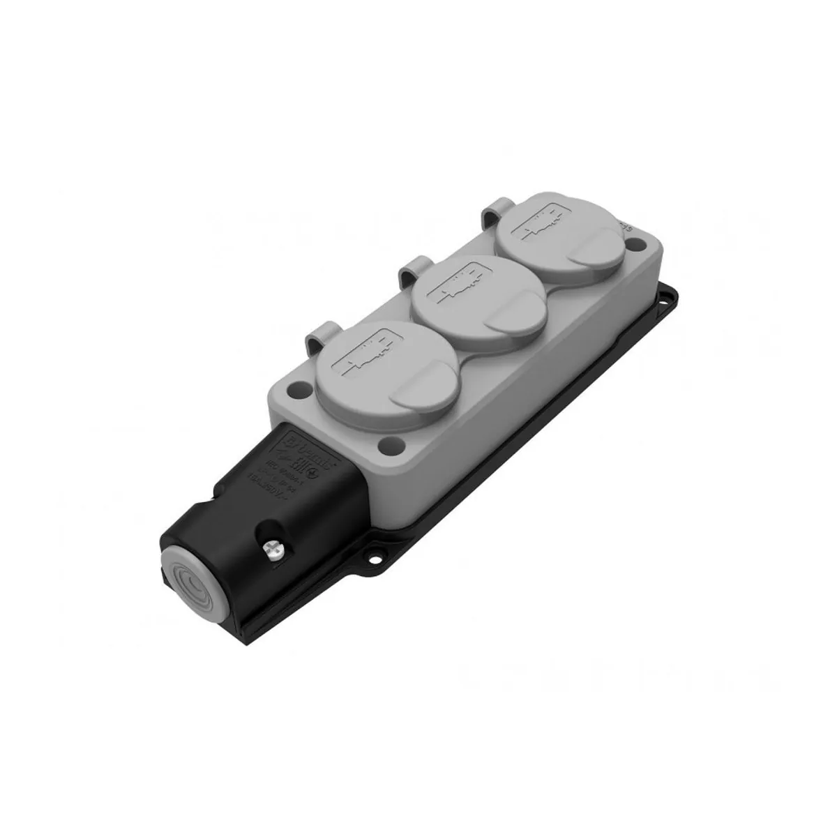Bemis BV5-1402-3613 Rubber Three-Way Group Socket (Gray) 16 A 2P+E IP54