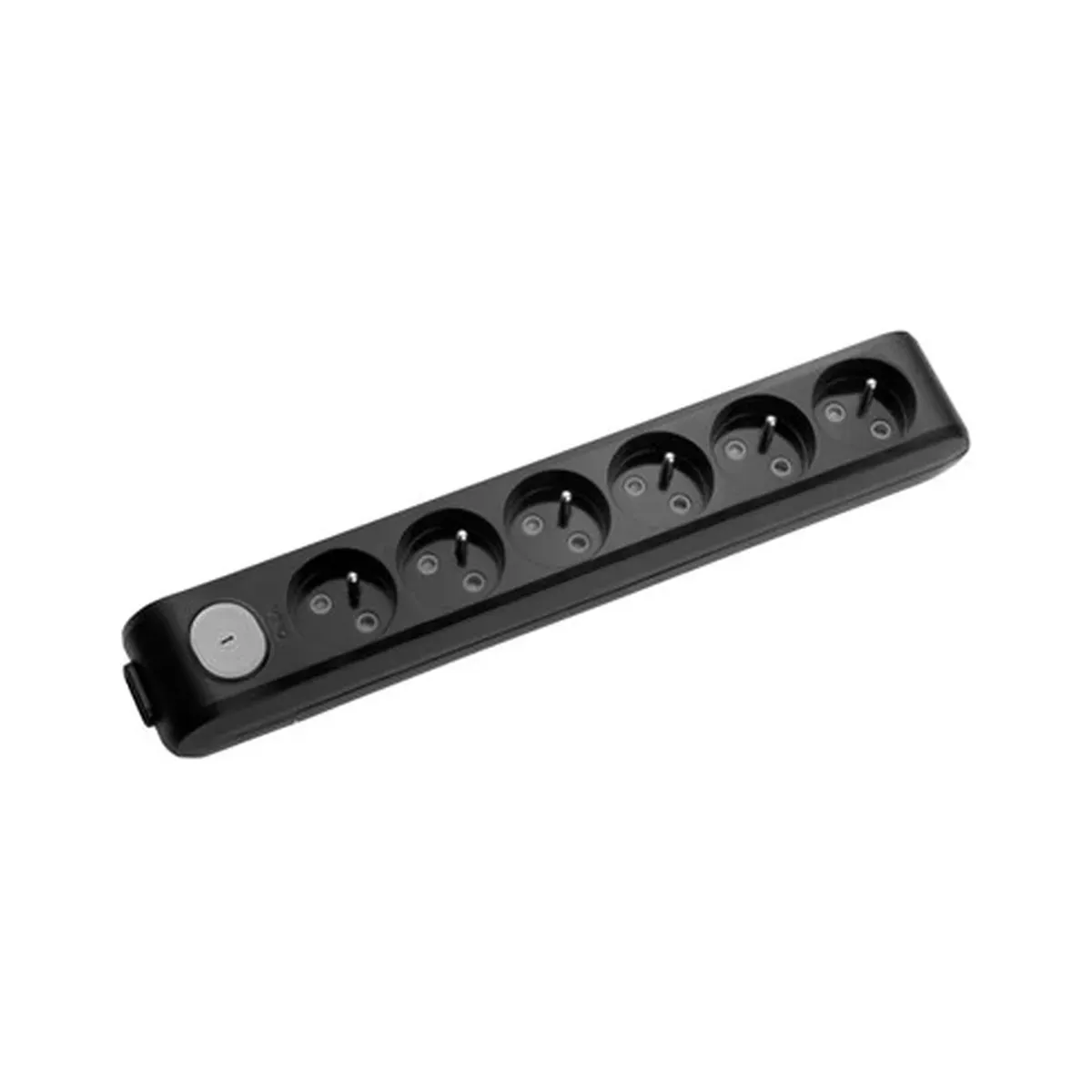 Viko Black Six-Socket UPS Switched Grounded Power Strip with Terminal Block, Child-Protected.