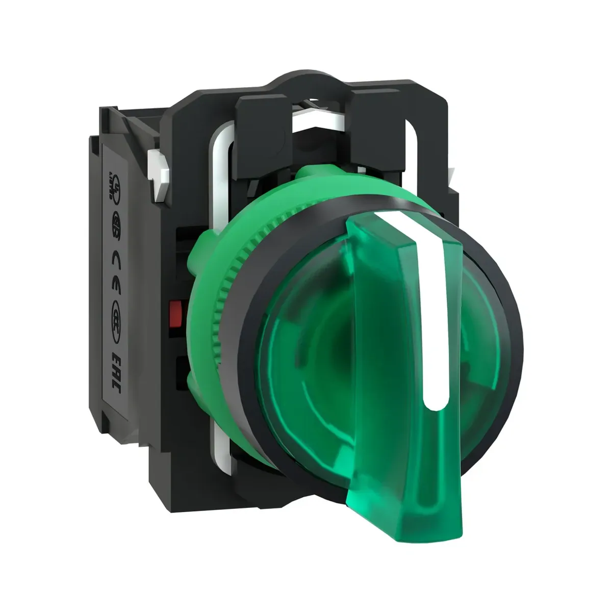 Schneider XB5AK133M5 1-0-2 Yeşil Kalıcı Işıklı Mandal Buton 1NO+1NC 230V 22mm